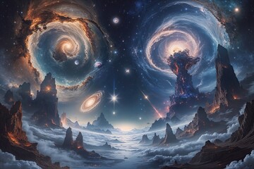 Wall Mural - exploring cosmic marvels and enchanted dimensions in the universe and galaxies