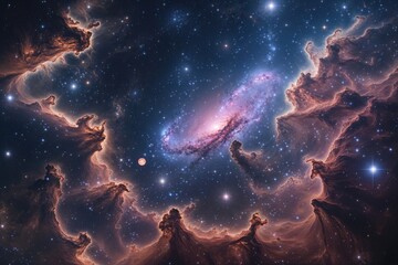 Wall Mural - exploring nebulas and starlit landscapes in the mysteries of the deep universe