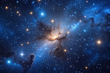 Wall Mural - Radiant Cobalt Cosmic Background with Shimmering Stars and Nightfall Nebula