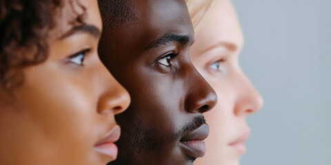 Poster - Profile View of Three Individuals with Varying Skin Tones