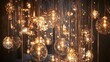 © gentho - Glowing glass sphere lights hanging from ceiling, warm light ambiance.
