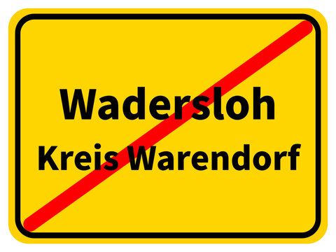 Illustration eines Stadtausgangsschildes von Wadersloh, einer Gemeinde des Kreises Warendorf