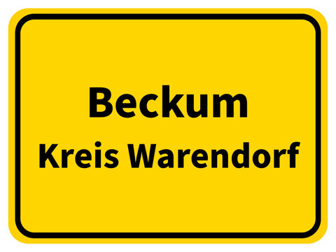 Illustration eines Stadteingangsschildes von Beckum, einer Gemeinde des Kreises Warendorf