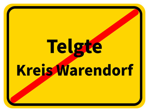Illustration eines Stadtausgangsschildes von Telgte, einer Gemeinde des Kreises Warendorf