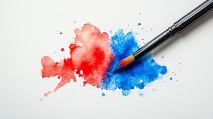 Poster - Red and Blue Watercolor Paint Splashes Artistic Brushstrokes Abstract Background Texture Design Element Modern Creative Vibrant Colors Watercolor     