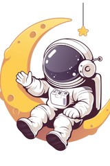 Wall Mural - an astronaut sitting on a crescent moon reaching for a star