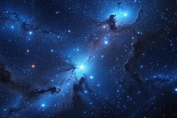 Wall Mural - Vibrant Cobalt Cosmic Background Featuring Shining Stars and Enchanting Nightfall Nebula