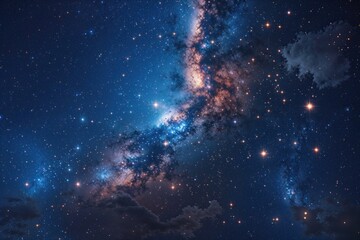 Wall Mural - Vibrant Stars in a Dark Blue Universe on a Midnight Cosmic Canvas