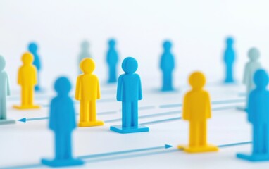 Poster - Colorful figures representing teamwork and communication, showcasing collaboration and connection.