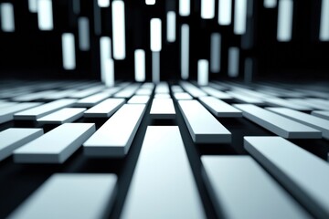 Poster - Black and white abstract background with glitches and grain effects.