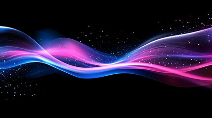 Poster - Abstract Pink Blue Glowing Waves Digital Art Background Design Elegant Modern Futuristic Technology Smooth Flowing Lines Sparkle Shiny Bright Vivid   