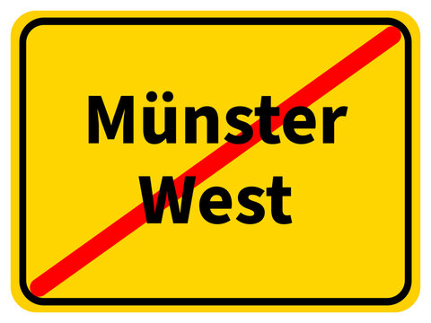 Illustration eines Stadtausgangsschildes von West, einem Stadtteil der Stadt Münster