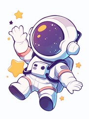 Wall Mural - the happy astronaut floats among the stars in space
