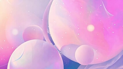 Poster - Ethereal pastel abstract art depicting luminous orbs floating in a dreamy, pastel-colored space with soft gradients