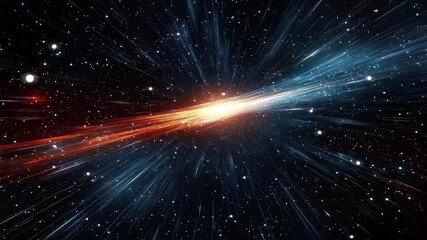 Wall Mural - Seamless loop of white lights streak futuristic towards space animation background