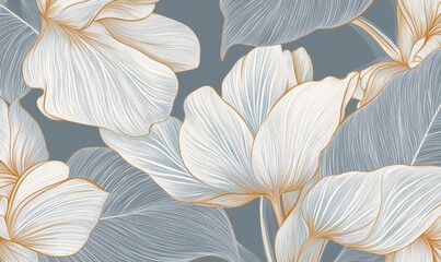 a seamless pattern of line art flowers in a modern linear style is available for beauty design and p