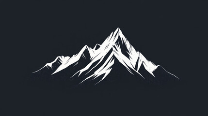 Poster - Majestic monochrome mountain peak illustration graphic design art bold hill black white image style