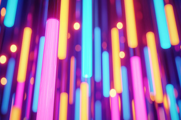 Poster - Abstract vibrant neon glowing light tubes background design art pink blue style color vivid lights
