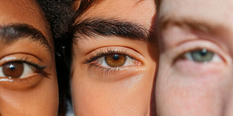Poster - Close-up of Three Eyes and Adjacent Facial Skin