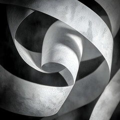 Wall Mural - Abstract swirling paper sculpture, dark background, studio lighting, design element