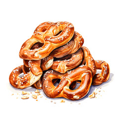 Leinwandbilder - Digital technology bread pretzel watercolor design illustration
