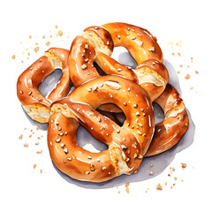 Leinwandbilder - Digital technology bread pretzel watercolor design illustration