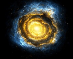 a luminous galaxy formation swirling in deep space with celestial light