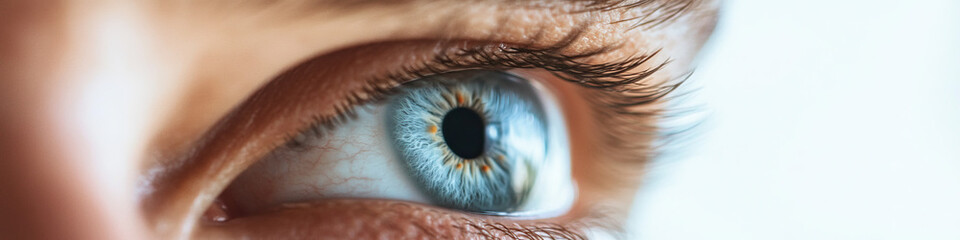 Poster - Close-up Photograph of a Human Eye with Light Blue Iris