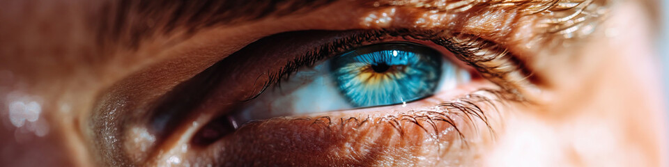 Poster - Close-up Photograph of a Human Eye with Blue Iris