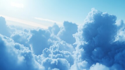Wall Mural - Puffy white and blue clouds against a clear and bright sky