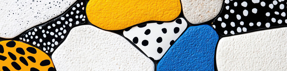 Poster - Abstract Tile Mosaic with Polka Dot and Abstract Patterns