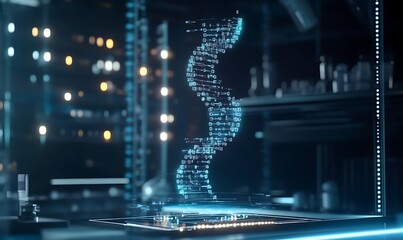 Poster - Futuristic AI Driven Medical Research Interface Visualizing Molecular Data and Genetic Insights for Innovative Breakthroughs in Healthcare and Scientific Discovery,