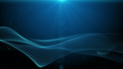 Poster - Blue smooth futuristic abstract waving shape evolving in a seamless loop. Elegant abstract technology composition.