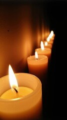 Aufkleber - Glowing Candles Row of Lit Candles Warm Candlelight Peaceful Atmosphere Romantic Ambiance Spiritual
