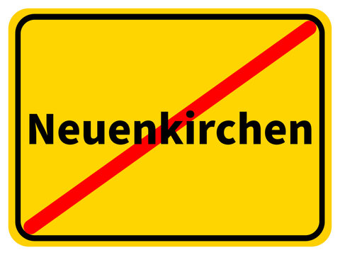 Illustration eines Stadtausgangsschildes von Neuenkirchen, einer Gemeinde des Kreises Steinfurt