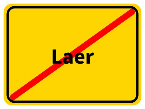 Illustration eines Stadtausgangsschildes von Laer, einer Gemeinde des Kreises Steinfurt