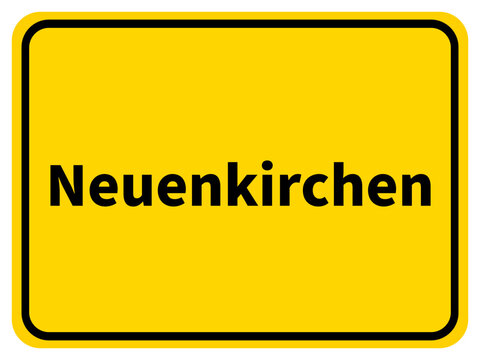 Illustration eines Stadteingangsschildes von Neuenkirchen, einer Gemeinde des Kreises Steinfurt