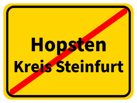 Illustration eines Stadtausgangsschildes von Hopsten, einer Gemeinde des Kreises Steinfurt