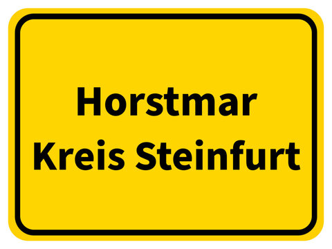 Illustration eines Stadteingangsschildes von Horstmar, einer Gemeinde des Kreises Steinfurt
