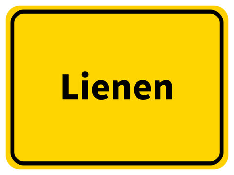 Illustration eines Stadteingangsschildes von Lienen, einer Gemeinde des Kreises Steinfurt