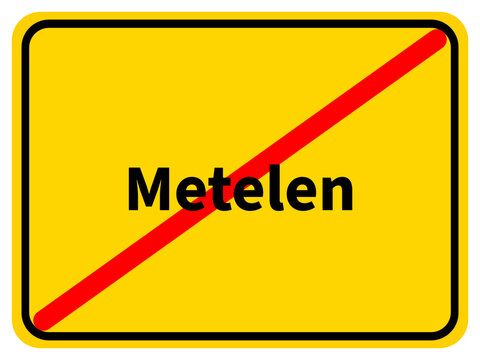Illustration eines Stadtausgangsschildes von Metelen, einer Gemeinde des Kreises Steinfurt