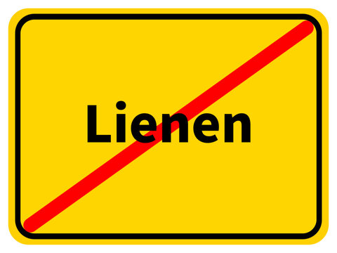 Illustration eines Stadtausgangsschildes von Lienen, einer Gemeinde des Kreises Steinfurt