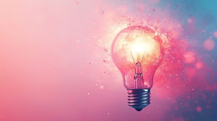 Aufkleber - A stunning watercolor light bulb, filled with vibrant colors and bursts of energy, symbolizing the spark of new ideas and creative inspiration