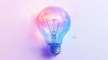Aufkleber - A stunning watercolor light bulb, filled with vibrant colors and bursts of energy, symbolizing the spark of new ideas and creative inspiration