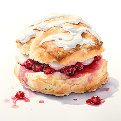 Leinwandbilder - Digital technology bread scone watercolor design illustration
