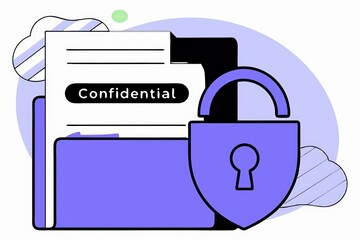 Poster - A secure folder with a padlock symbolizes confidentiality and data protection in a digital context.