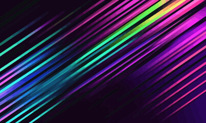 Poster - Vibrant Neon Stripes on Dark Background - Abstract Digital AI Technology Concept