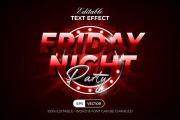 Poster - red shiny text effect night party style. editable text effect.