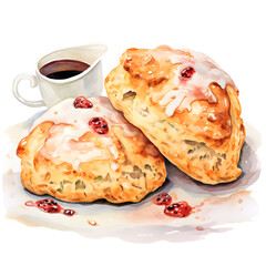 Leinwandbilder - Digital technology bread scone watercolor design illustration