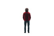 © SS Stock - A person standing with their back turned, wearing a red jacket, isolated on a white background.